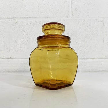 Vintage Glass Kitchen Canister Amber Yellow Apothecary Jar Storage Glassware Cookie Container Boho 1960s 1970s 