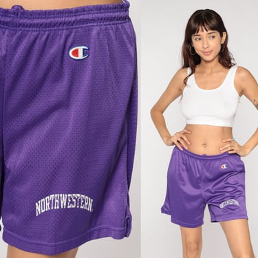 Northwestern University Shorts 90s Purple Champion Basketball Shorts Illinois Streetwear Running Gym Retro Jogging Vintage 1990s Mens Small 