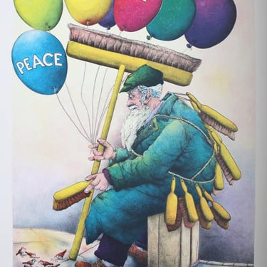 Seymour Rosenthal, Peace and Love Brushman, Lithograph, signed and numbered in pencil 