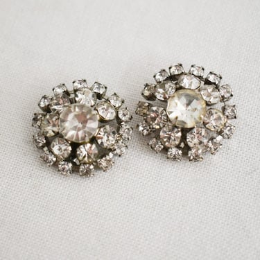 1950s/60s Rhinestone Circle Clip Earrings 