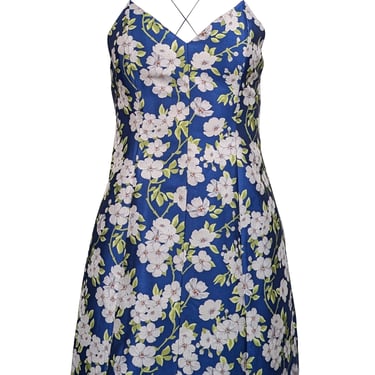 Alice & Olivia - Blue, Green, & White Floral Jacquard Mini Dress Sz 2