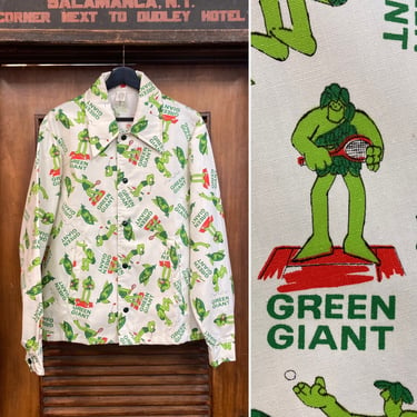 Vintage 1970’s Jolly Green Giant Pop Art Advertising Jacket -Deadstock- 70’s Windbreaker, Vintage Clothing 