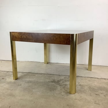 Mid-Century Burl and Brass Game Table- milo baughman style 