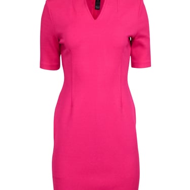 St. John - Hot Pink Knit Fitted Sheath To The Knee Dress Sz 6