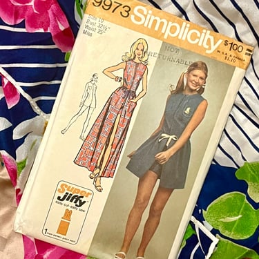 Vintage Sewing Pattern, Shorts Romper, Matching Wrap Skirt, Jumpsuit, UNCUT, Easy Sew Simplicity 