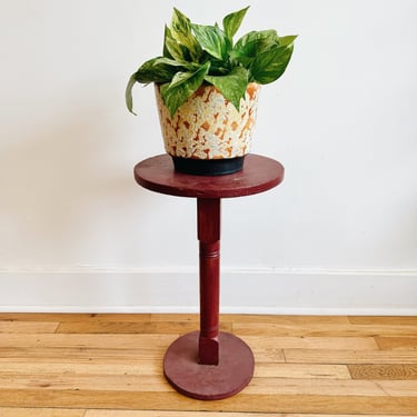 Red Pedestal Plant Stand
