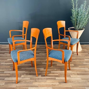 Set of 4 Vintage Italian Cherry Wood Dining Chairs by Antonio Sibau, c.1970’s 