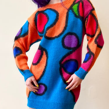 90’s Psychedelic Mohair Rainbow Wave Sweater Dress