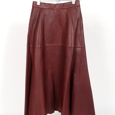 9620_My Skirt - Leather Flared Skirt - Borgona