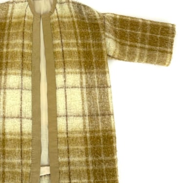 70s Fuzzy Woven Plaid Coat