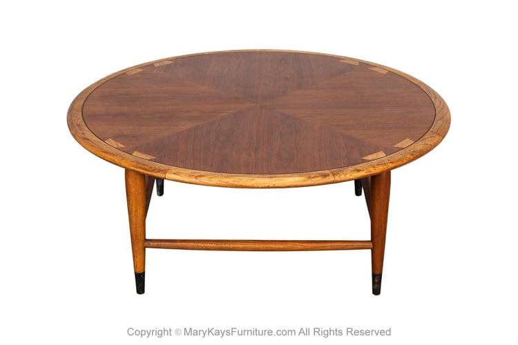 Lane Acclaim Mid-Century Round Dovetail Inlay Coffee Table 