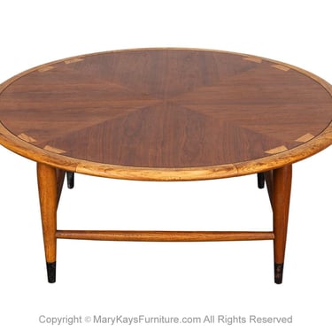 Lane Acclaim Mid-Century Round Dovetail Inlay Coffee Table 