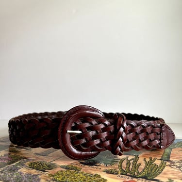 Brown Warm Tone Argentina Made Genuine Leather Woven Weaved Belt - M/L 