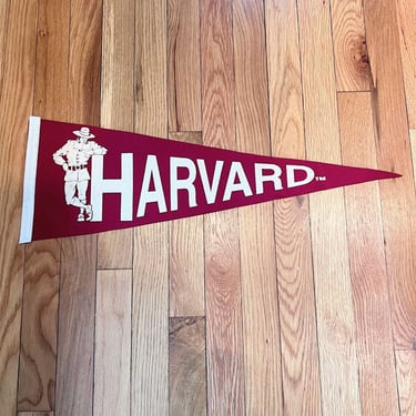 Vintage Harvard University Pilgrim Pennant Wool Felt Crimson and White 