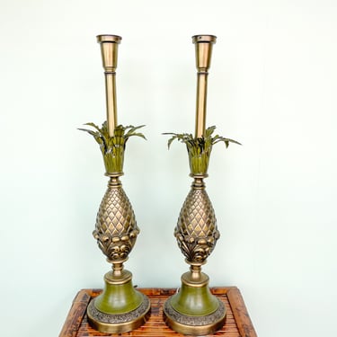 Pair of Tole Pineapple Lamps