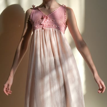 3186t / pink cotton crochet dress 