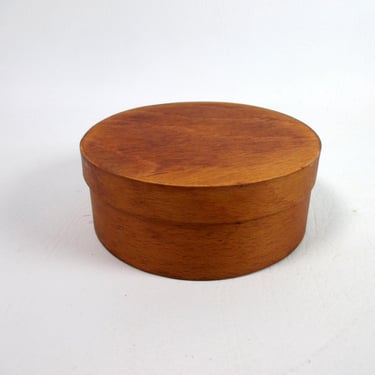 Handcrafted Bentwood Shaker Box Vintage Round Lidded Cherry Wood Storage Bin Hand Made Trinket Keepsake Stash Box 