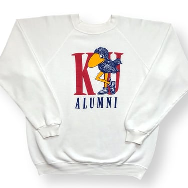 Vintage 80s University of Kansas Jayhawks Alumni Graphic Crewneck Sweatshirt Pullover Size Large 