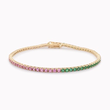 Pink Sapphire & Emerald Tennis Bracelet