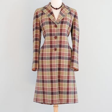 Vintage 1940's Lavender Berry Plaid Suit by Wein's / L