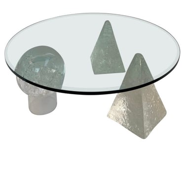 Geometric Acrylic Base Coffee Table in the a style of Massimo Vignelli 
