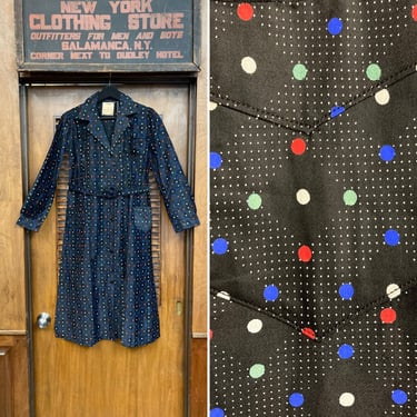 Vintage 1930’s Deadstock Atomic Deco Cotton French Workwear Shop Dress Outfit, Vintage 1930’s Dress, Cotton Dress, Vintage Workwear, Deco 