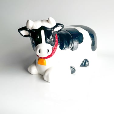 1990s Ceramic Cow Shaped Cookie Jar