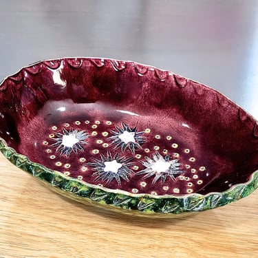 VINTAGE: Studio Pottery Footed Dish - Star Pottery - Sky - Jewelry Holder - Trinket - Ceramic - Handcrafted 