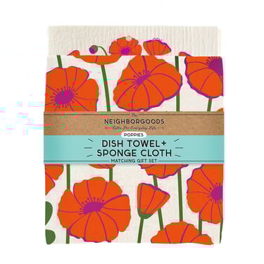 Poppy Dish Towel + Sponge Cloth Gift Set