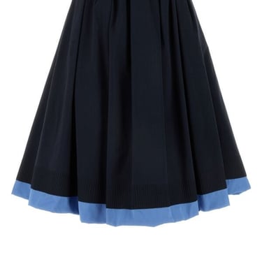 Miu Miu Woman Navy Blue Silk Skirt