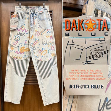 Vintage 1990’s -Deadstock- Hip Hop Graffiti Acid Wash Denim Jeans, w30, Vintage Carpenter Pants, Vintage Clothing 