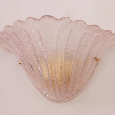 Elegant Murano glass wall sconce color pink with grit, wall lamp Made in Italy 