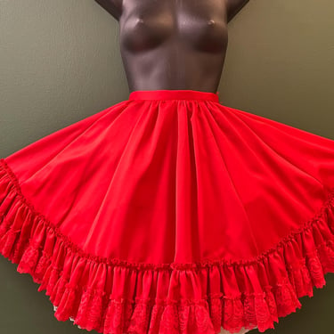 vintage red square dance skirt 1960s circle swing skirt large 