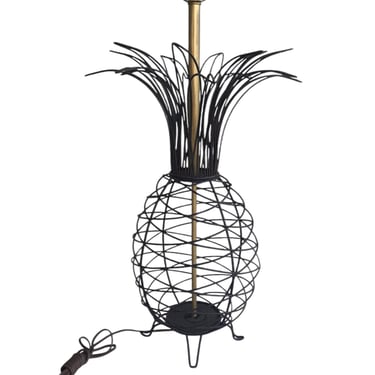 Vintage Ferris Shacknove Metal Wire Pineapple Lamp | Large Scale Coastal Tropical Décor | Mid-Century Designer Lighting 