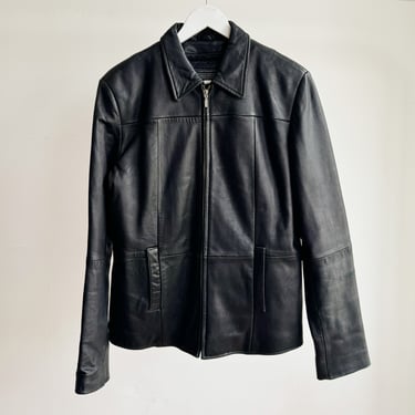 Soot Leather Zipped Jacket