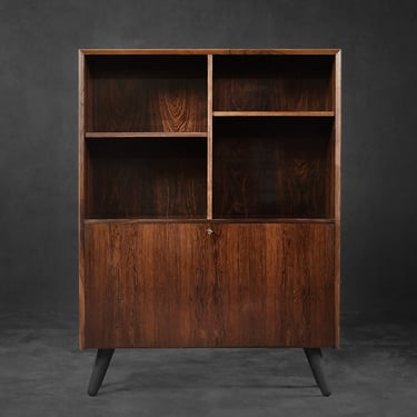 Vintage Mid-Century Danish Modern Rosewood Bookcase with Bar by Erik Brouer for Brouer Møbelfabrik, 1960s 