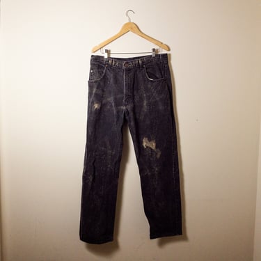Custom Bleached & Distressed Grunge Arizona Black Jeans — Size 36 