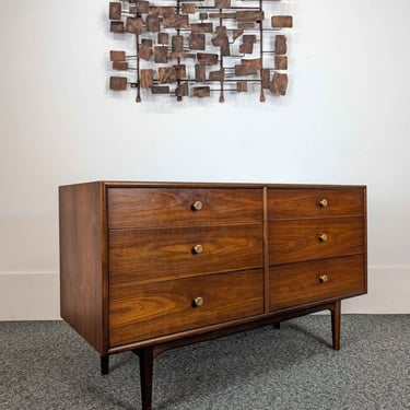 Declaration Collection 6 Drawer Walnut MCM Dresser by Kipp Stewart for Drexel