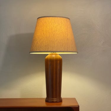 Modern Teak 3-Way Table Lamp with Shade, Circa 1960s - *Please ask for a shipping quote before you buy. 