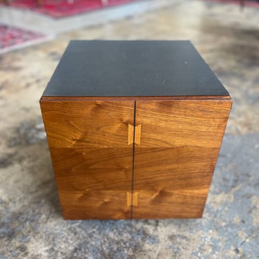 Lane Walnut Cube Side Table with Laminate Top