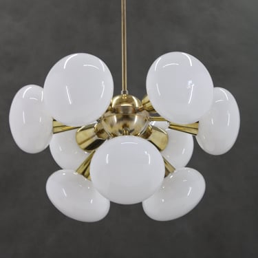 1970s Brass 9-Flamming Chandelier by Sputnik , Czechoslovakia , Czechoslovakia / Mid-century / V 