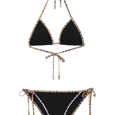 Burberry Women Check Detail Triangle Bikini Set