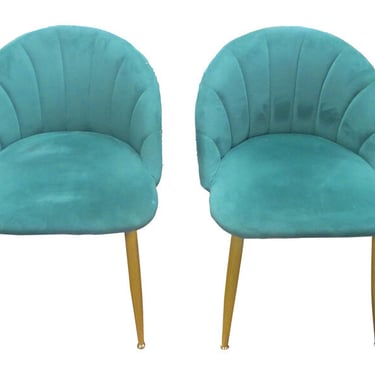 Pair of Chairs (CONSIGNED, 20"x20"x28", Turquoise Velvet)