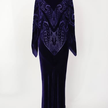 Charles Patricia Lester Silk Velvet Devoré Gown