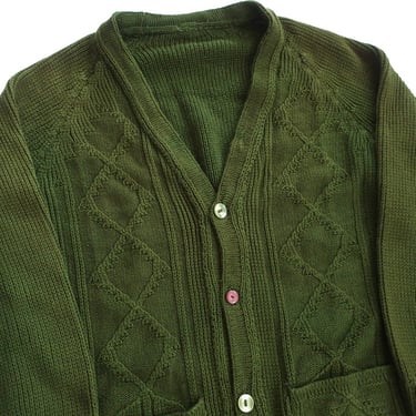 vintage green cardigan / grandpa cardigan / 1970s acrylic knit grunge grandpa cardigan Medium 
