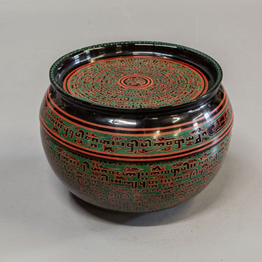 Vintage Burmese Lacquer Bowl &amp; Cup Set