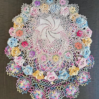 Doily crocheted floral rose M-Lg choice 