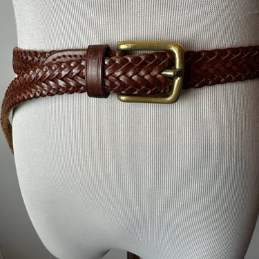 Vintage Braided woven belt thick leather long skinny  display picture 3