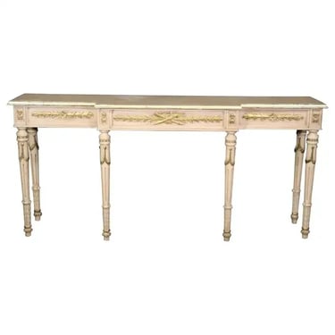 French Louis XVI Style Gilded and Faux Marble Paint Decorated Console Table