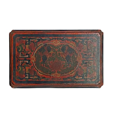 Chinese Distressed Brick Red Phoenix Graphic Rectangular Shape Box ws2272E 
